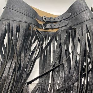 BCBG leather fringe belt